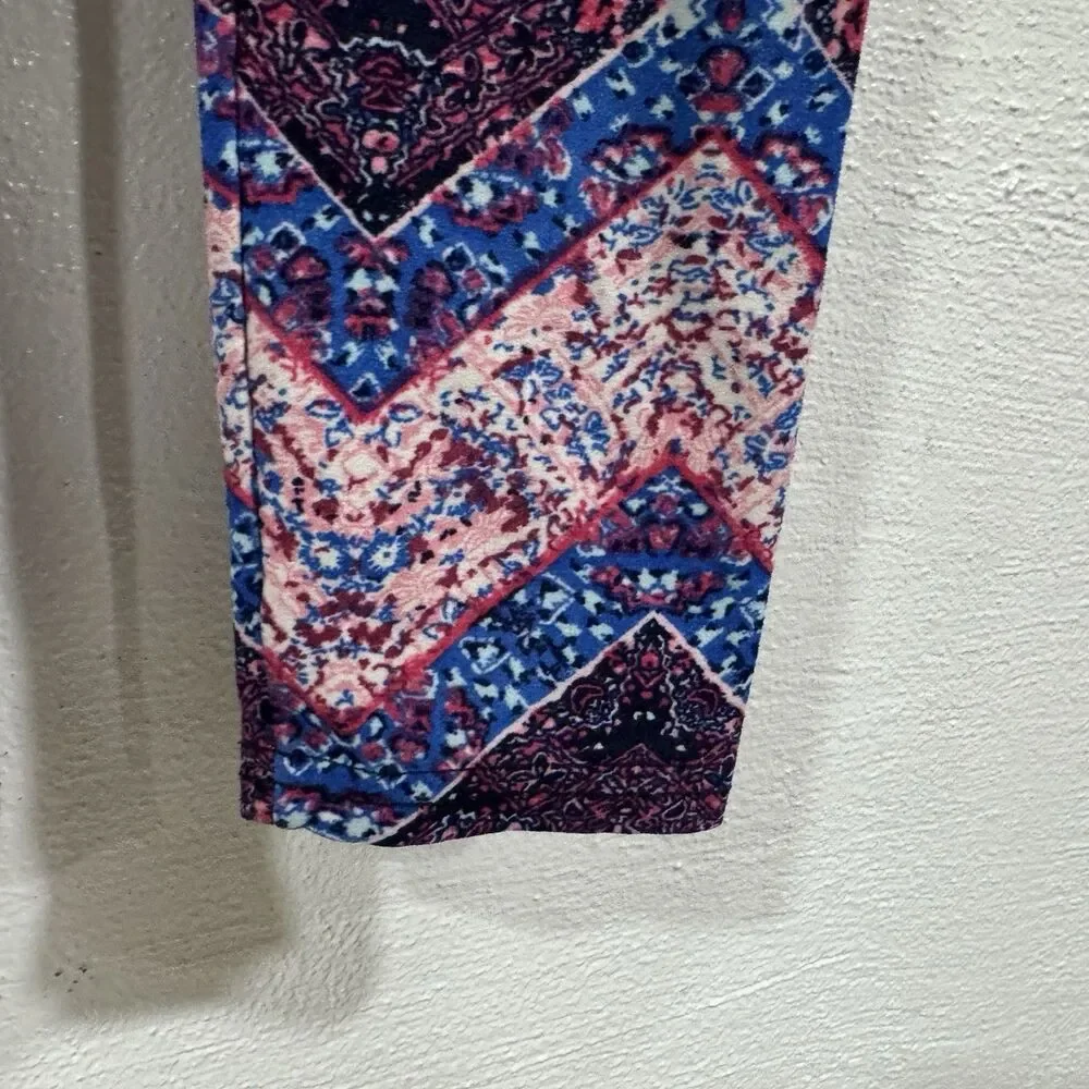 1st Kiss Girls L (6X) Purple Blue Geometric Pattern Leggings Stretch Activewear